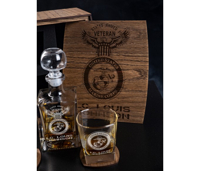 Gift for Retired United States Air Force Veteran  Whiskey Decanter Set  Personalized US Air Force Officer gift
