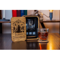 Personalized whiskey gift set in wood box    