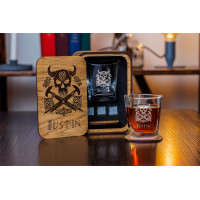 Personalized whiskey gift set in wood box    