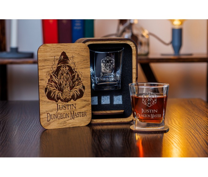 Game master personalized whiskey gift set 