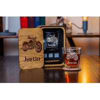  Personalized whiskey gift set in wood box  