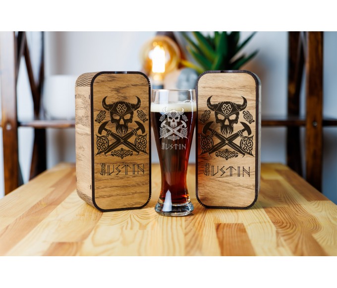 Personalized beer gift set Norse mythology viking