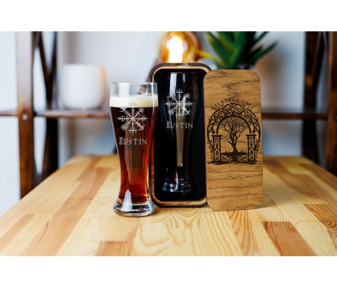Personalized beer gift set  Rune Good luck Valhalla