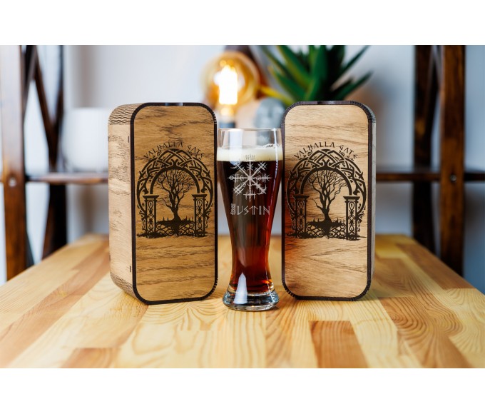 Personalized beer gift set  Rune Good luck Valhalla