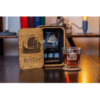  Personalized whiskey gift set in wood box  