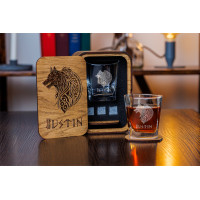  Personalized whiskey gift set in wood box  