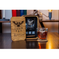  Personalized whiskey gift set in wood box  