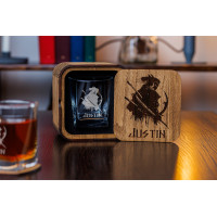  Personalized whiskey gift set in wood box  
