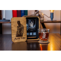  Personalized whiskey gift set in wood box  