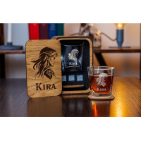  Personalized whiskey gift set in wood box  