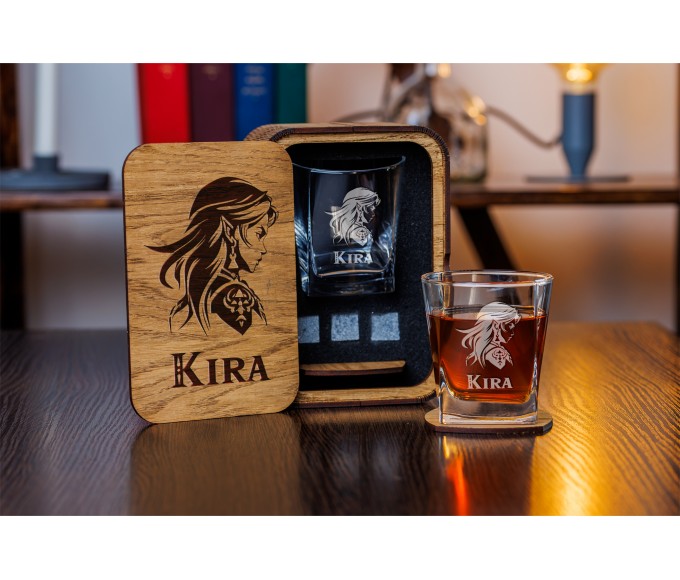 Personalized whiskey gift set wooden box Whiskey glass set gifts for friend Birthday gifts Bourbon glass Gamer Present Christmas Gift