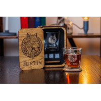  Personalized whiskey gift set in wood box  