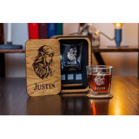  Personalized whiskey gift set in wood box  