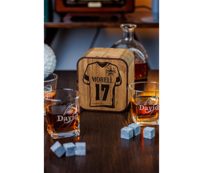  Personalized whiskey gift set in wood box  