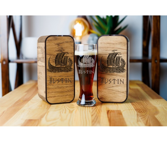 Personalized beer gift set  Viking ship