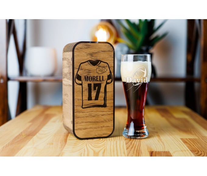 Personalized beer gift set Kansas City  football
