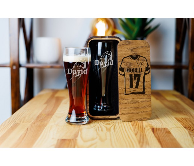 Personalized beer gift set Houston  football