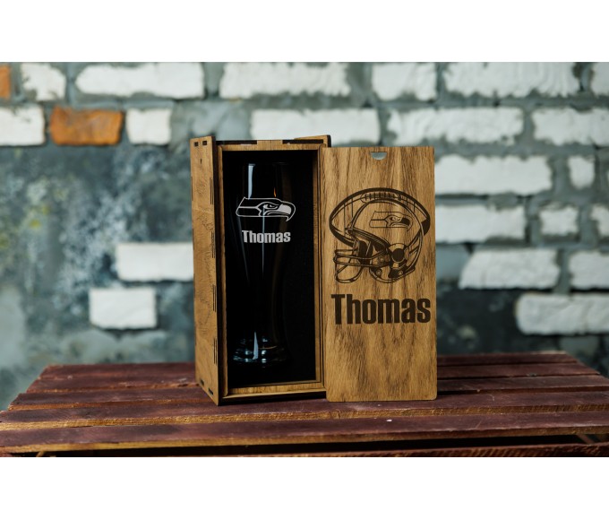 Personalized beer gift set Seattle  football